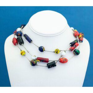 24 Inch Multi-Stranded Beaded Boho Necklace - D26